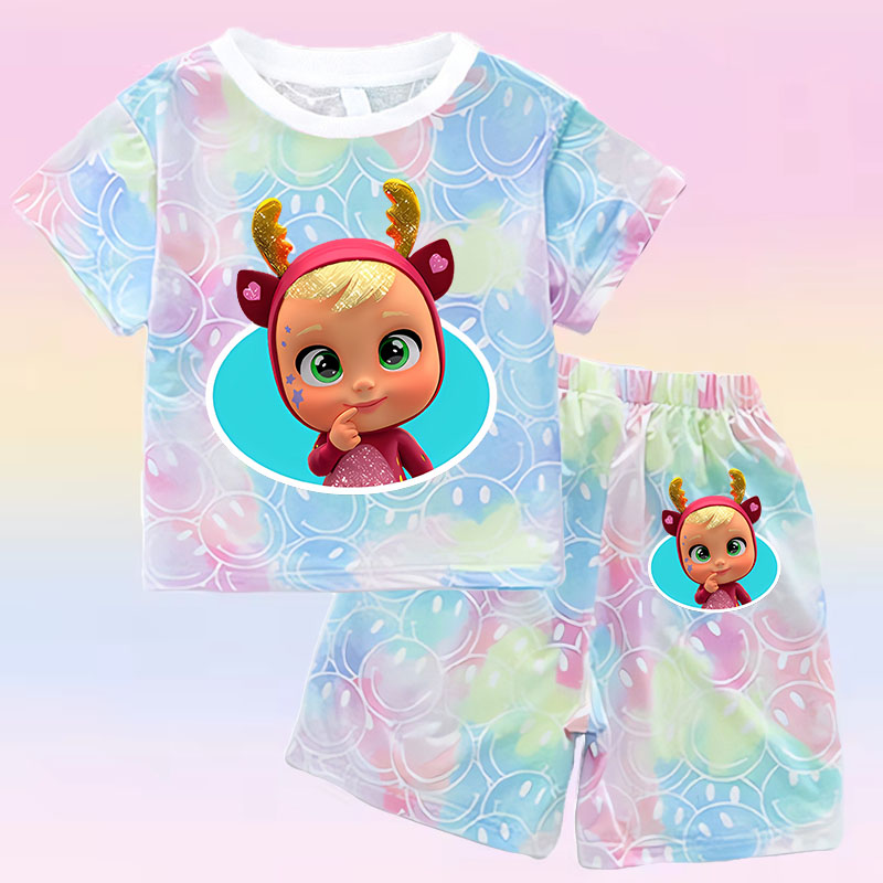 Summer Clothing Baby Girl - Crying Babies T-shirt Set Children Summer