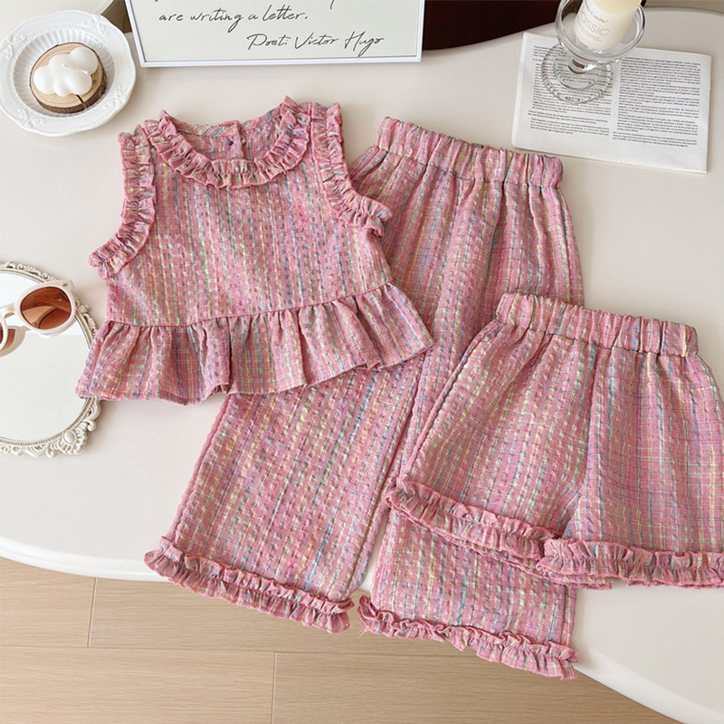 Summer Clothing Baby Girl - Summer New Plaid Baby Girl Set,