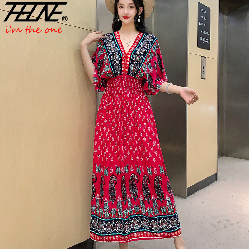 THHONE Women Dress Summer 2025 - Indian Summer Vintage Clothing ulasan dan harga