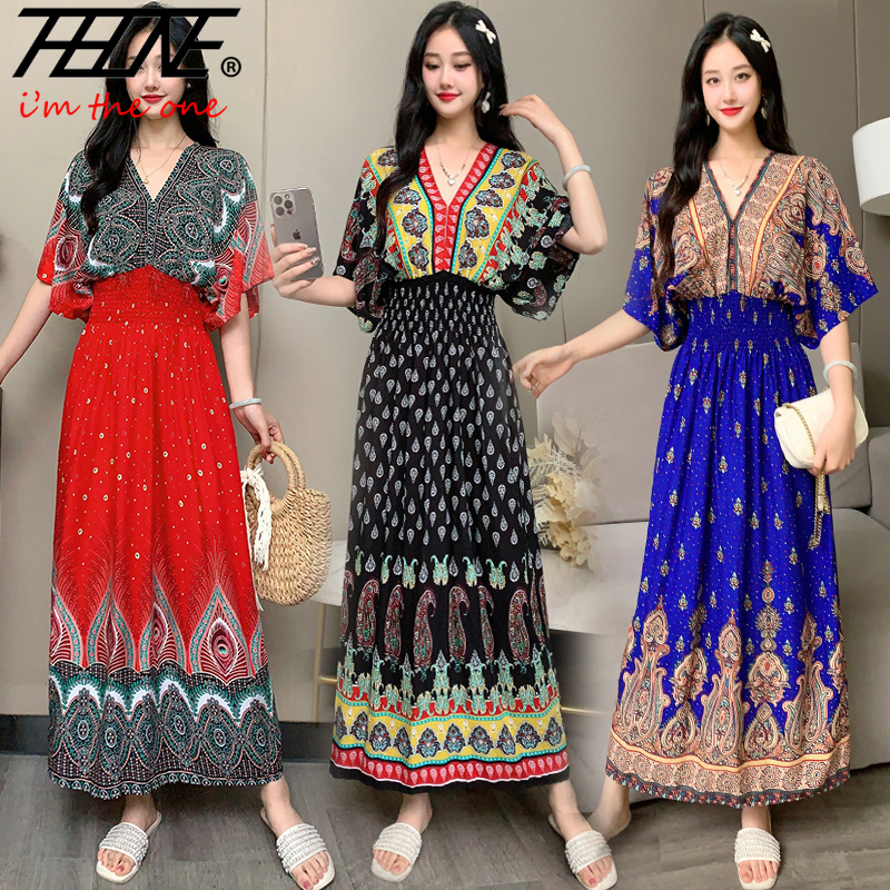 THHONE Women Dress Summer 2025 - Indian Summer Vintage Clothing ulasan dan harga