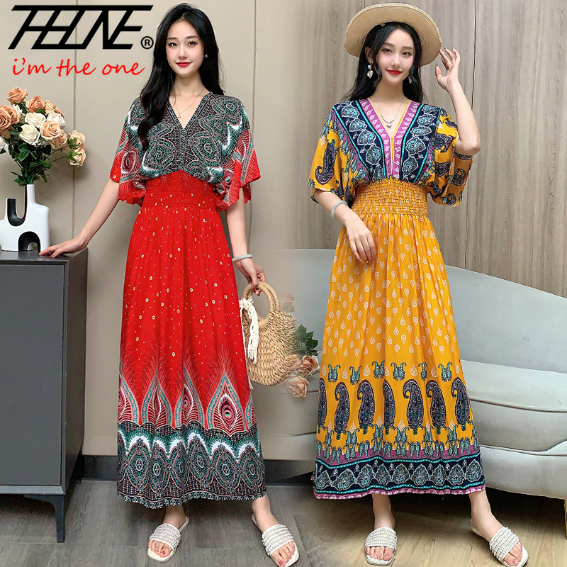 THHONE Women Dress Summer 2025 - Indian Summer Vintage Clothing ulasan dan harga