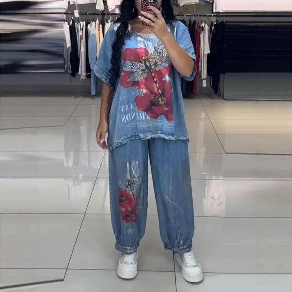 Fashion Denim Blue Print For W - Zara Summer Clothing For Women ulasan dan harga