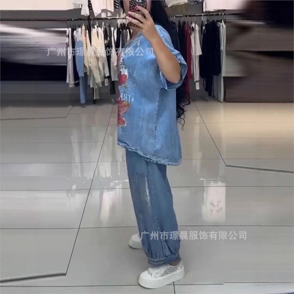 Fashion Denim Blue Print For W - Zara Summer Clothing For Women ulasan dan harga