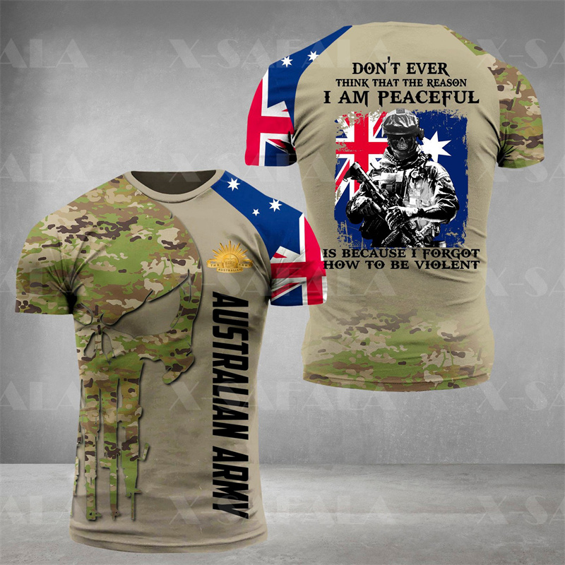 Australia Flag Skull Graphic T - Summer Clothing Australia ulasan dan harga