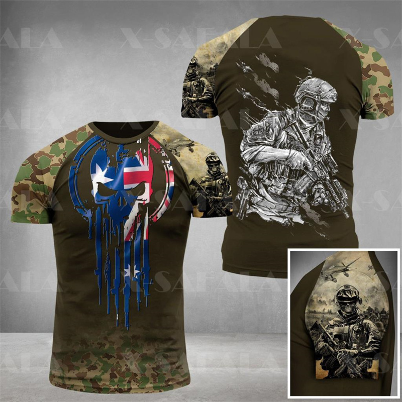 Australia Flag Skull Graphic T - Summer Clothing Australia ulasan dan harga
