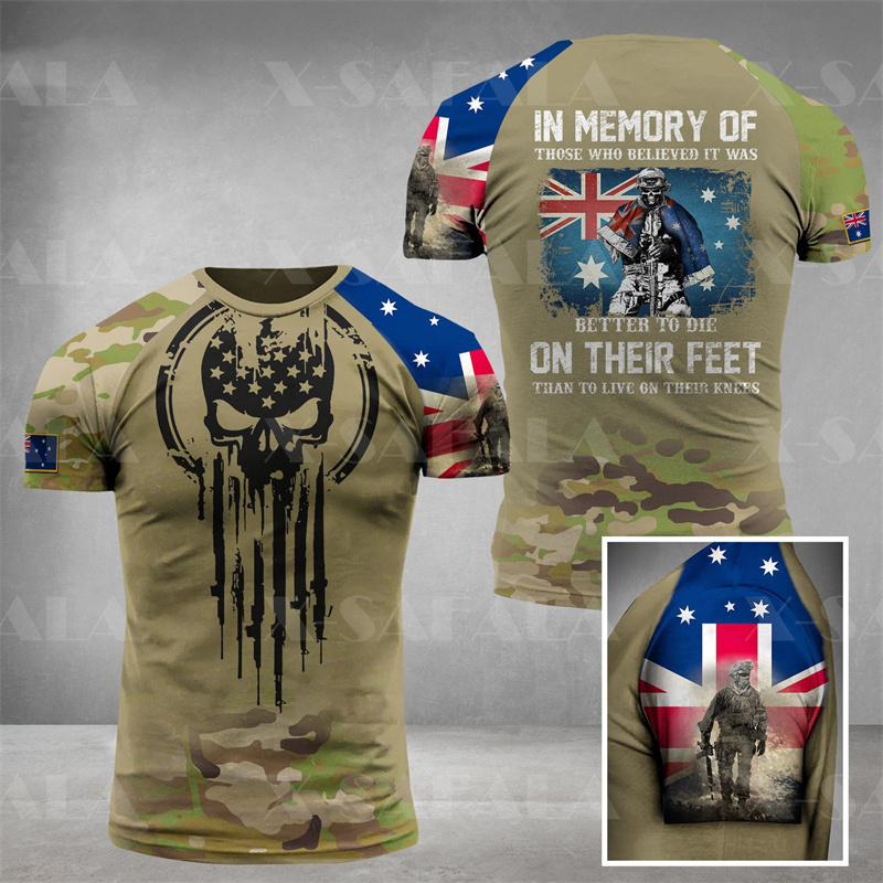 Australia Flag Skull Graphic T - Summer Clothing Australia ulasan dan harga
