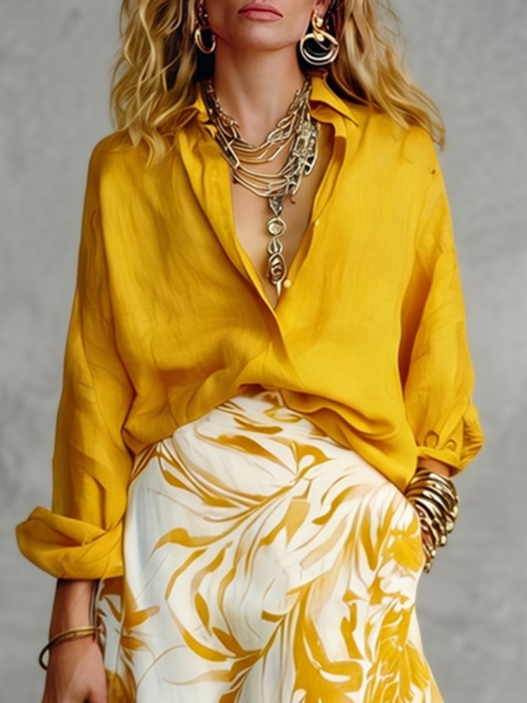 UOOZEE Women's Loose Buttoned  - Yellow Summer Clothing ulasan dan harga