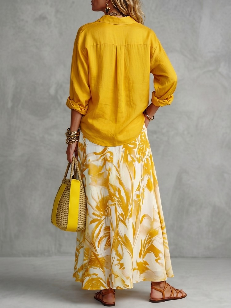UOOZEE Women's Loose Buttoned  - Yellow Summer Clothing ulasan dan harga