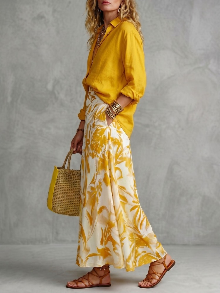 UOOZEE Women's Loose Buttoned  - Yellow Summer Clothing ulasan dan harga