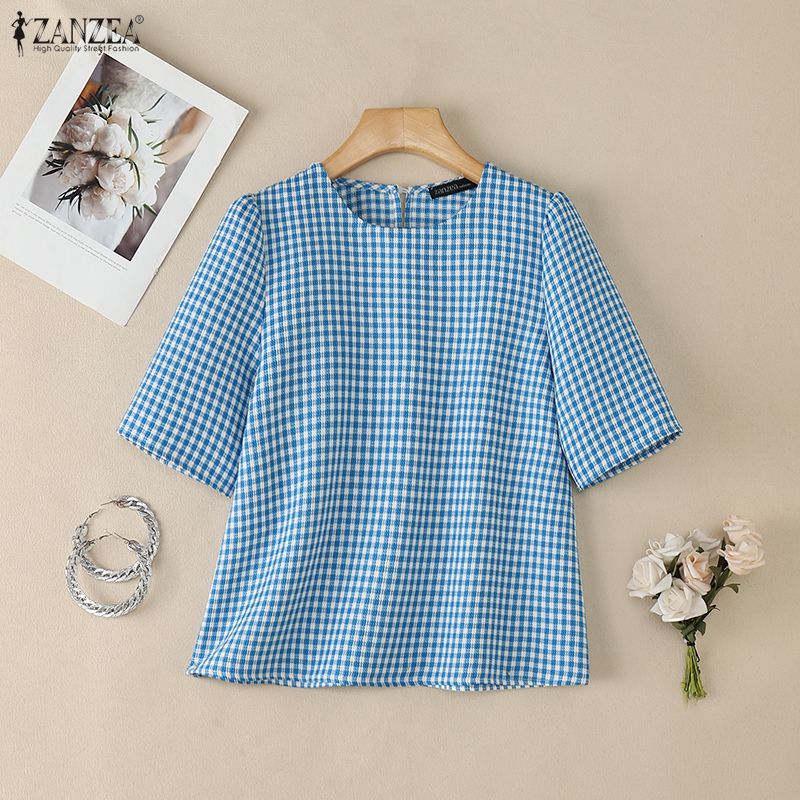 Woman French Elegant Gingham B - Summer De Clothing ulasan dan harga