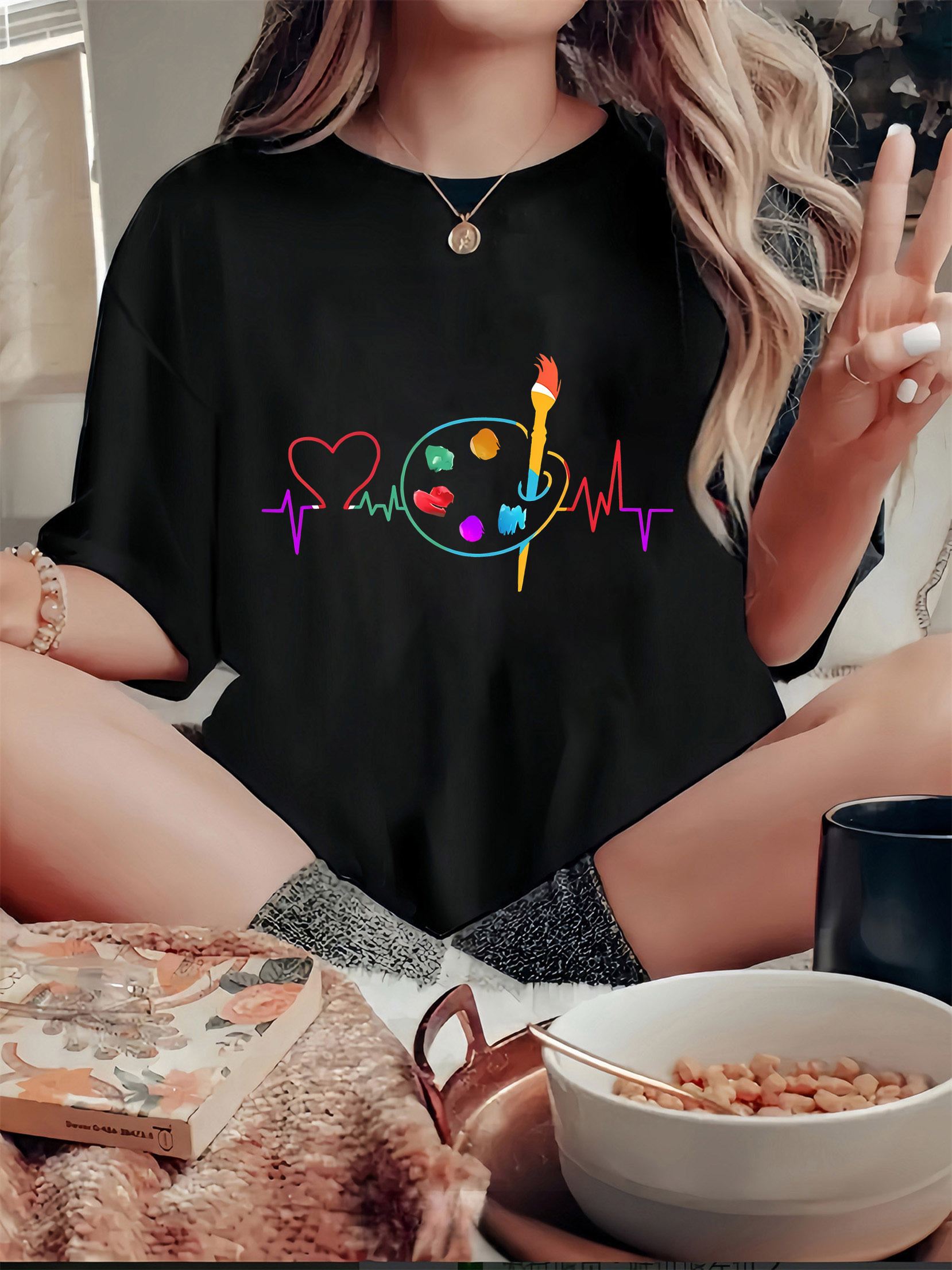 Colorful Geometric Women's Cas - Summer Clothing Color Palette ulasan dan harga