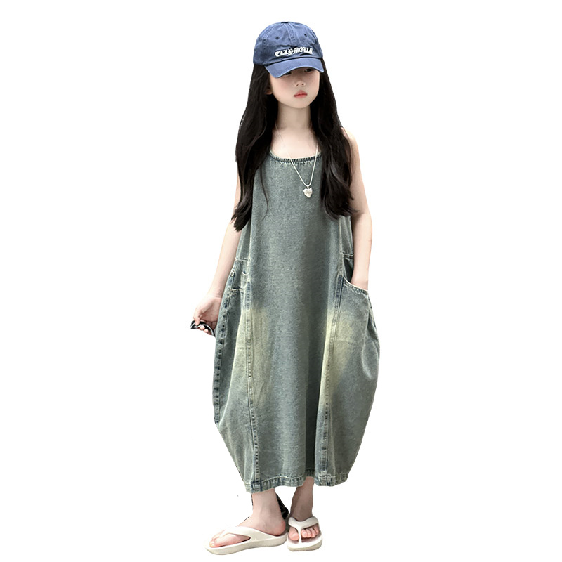 Vintage Blue Children Girls Hi - Summer Clothing Girls ulasan dan harga