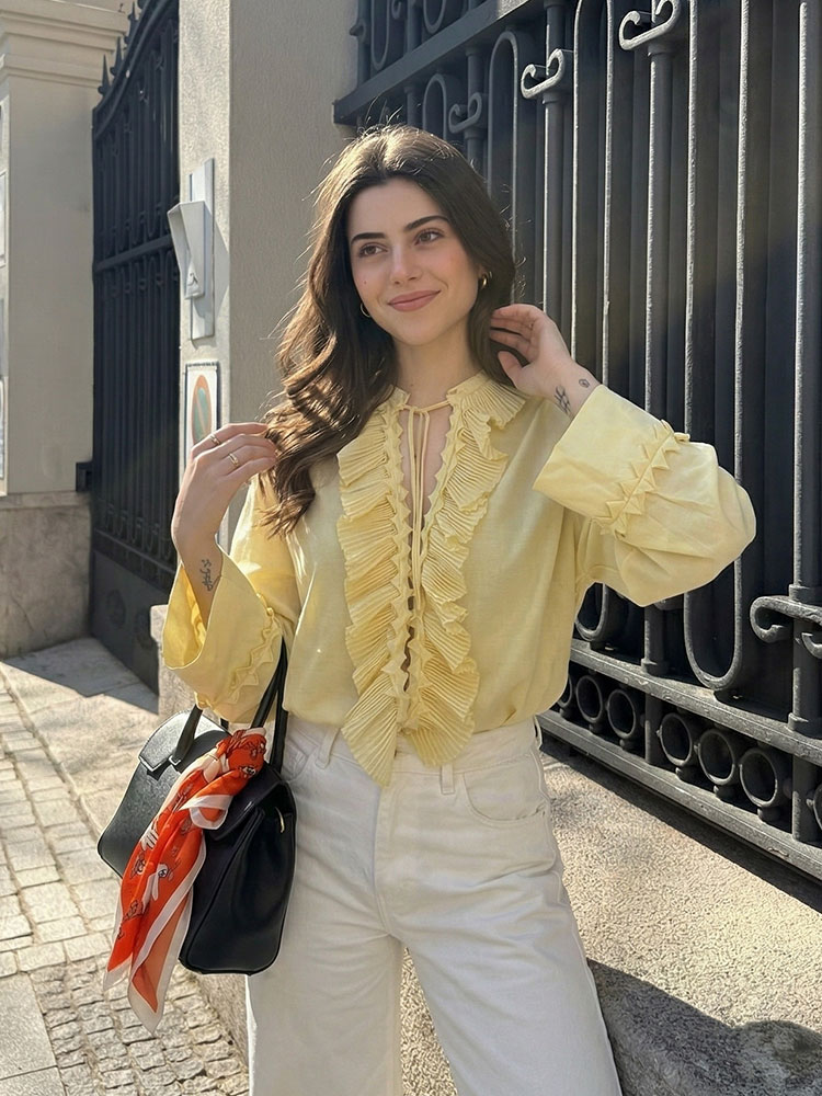 HH Women Yellow Long Sleeve Bl - Yellow Summer Clothing ulasan dan harga