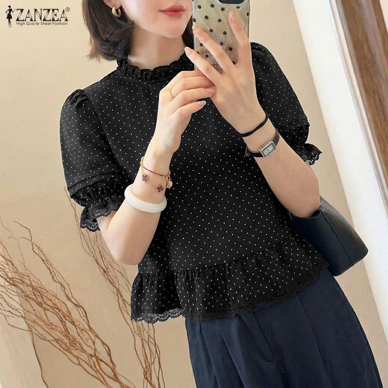 ZANZEA Woman Polka Dot Lace Pa - Summer De Clothing ulasan dan harga